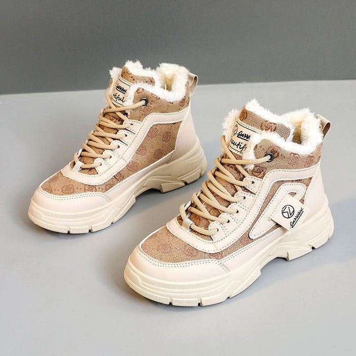 Bottes d'hiver pour femmes avec doublure en polaire douce et semelle antidérapante