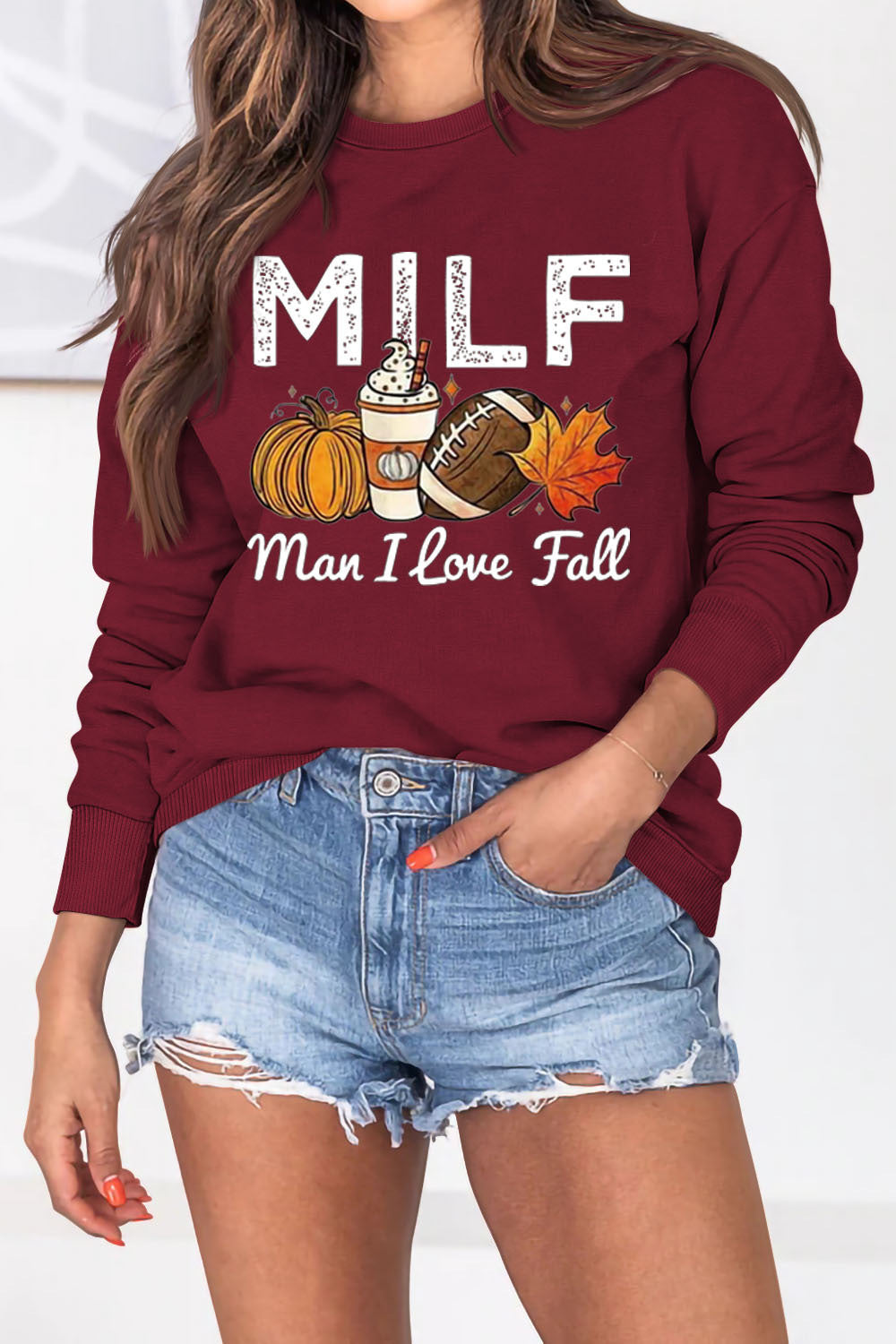 Sweat-shirt pour femmes avec motif automnal et inscription inspirante