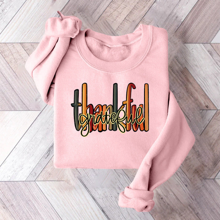 Sweatshirt pour femmes avec un écriture créative "thankful" et une coupe confortable