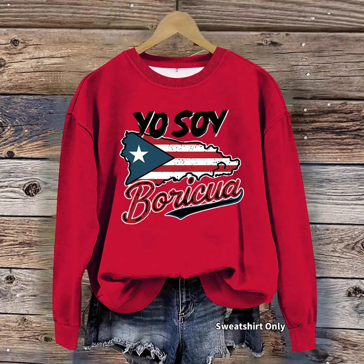 Sweat-shirt pour femmes avec design créatif de Porto Rico et coupe décontractée