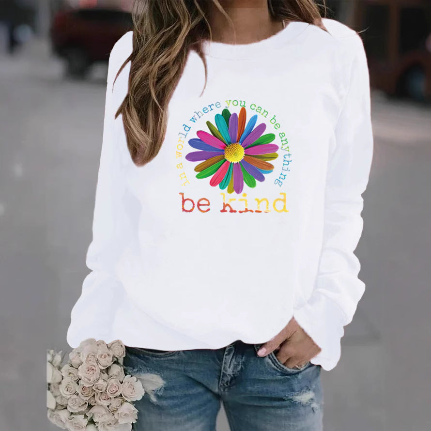 Sweatshirt pour femmes avec un design floral coloré et motivant et un intérieur doux
