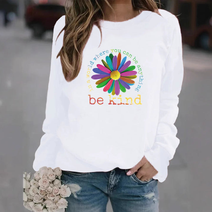 Sweatshirt pour femmes avec un design floral coloré et motivant et un intérieur doux