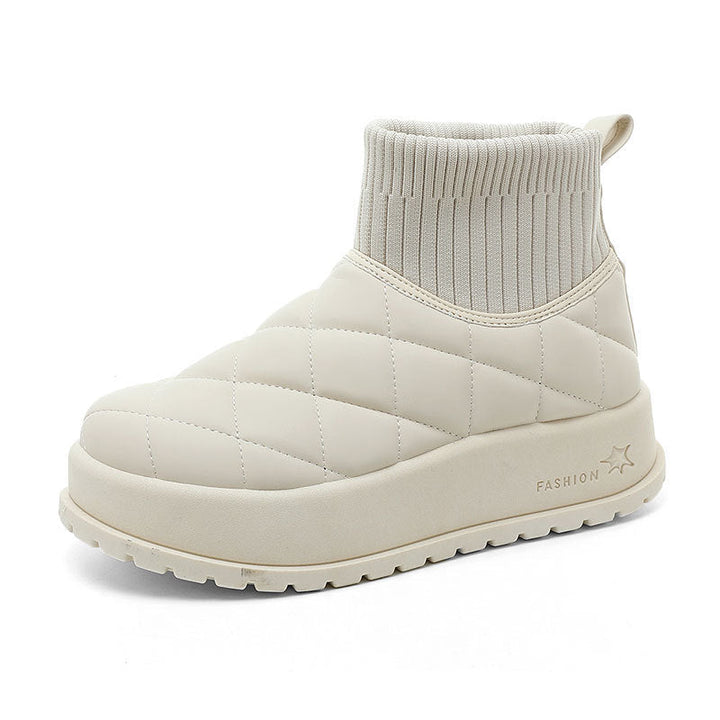 Bottes d'hiver pour femmes avec doublure en polaire isolante et semelle antidérapante