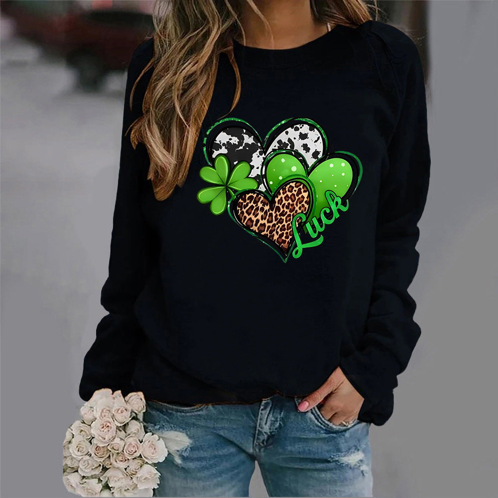 Sweatshirt pour femmes avec un design créatif en forme de cœur et un motif accrocheur