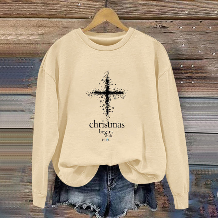 Sweatshirt pour femmes avec motif chrétien et intérieur doux