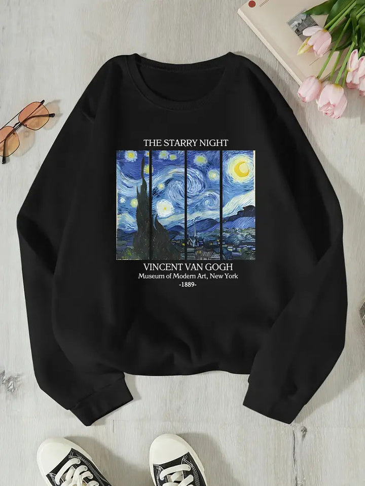 Sweatshirt pour femmes avec un motif artistique classique de Van Gogh