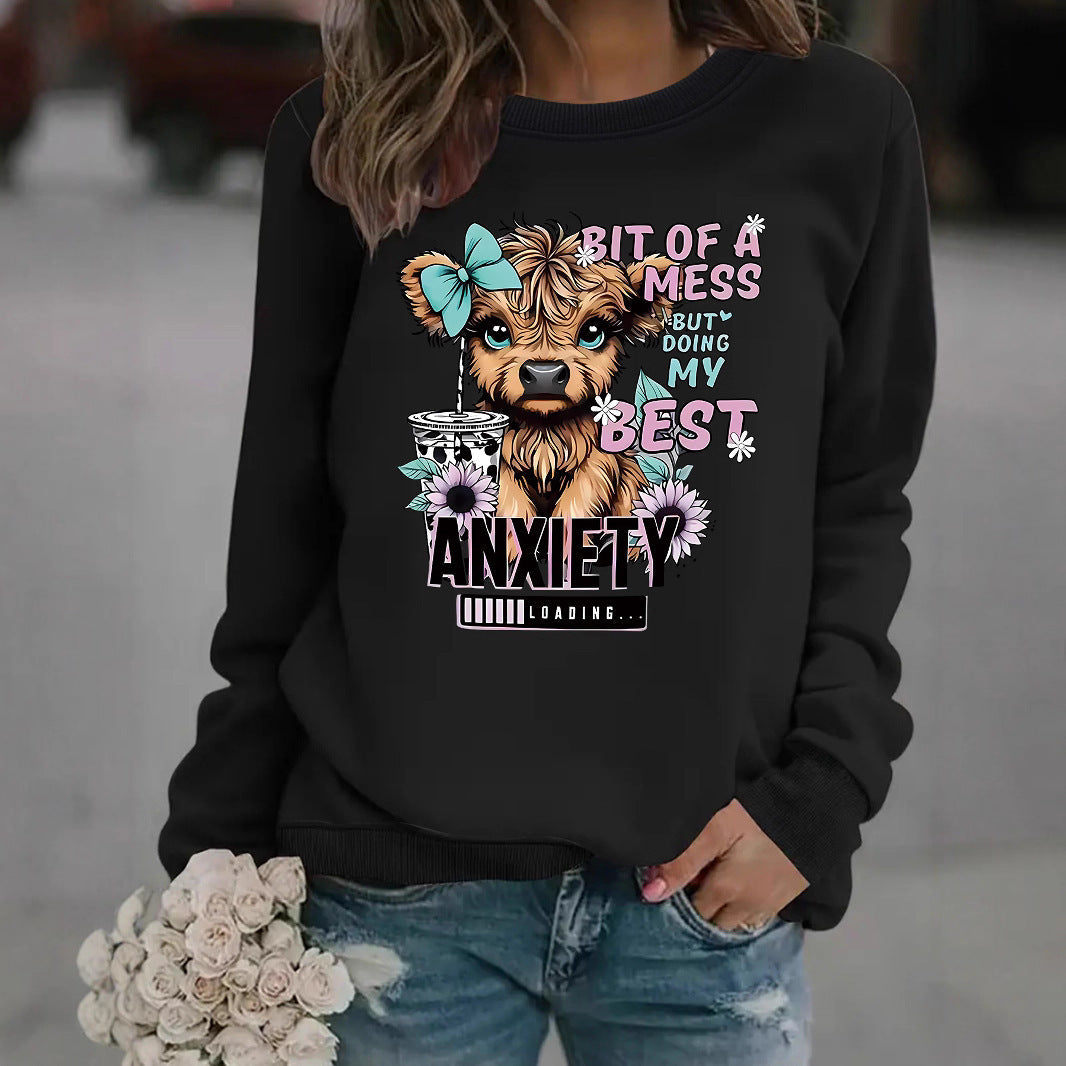 Sweatshirt pour femmes avec un design de chien créatif et une inscription inspirante