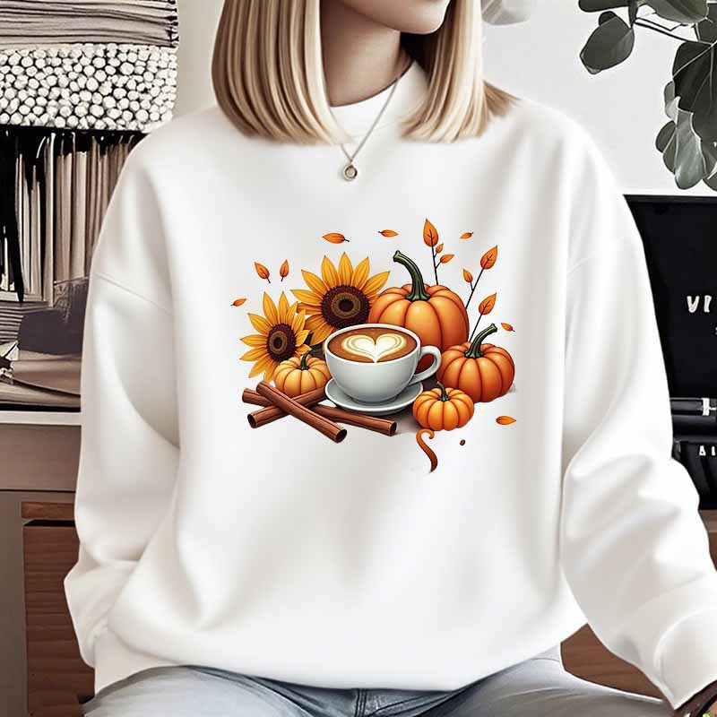 Sweatshirt pour femmes avec motif automnal et impression spéciale
