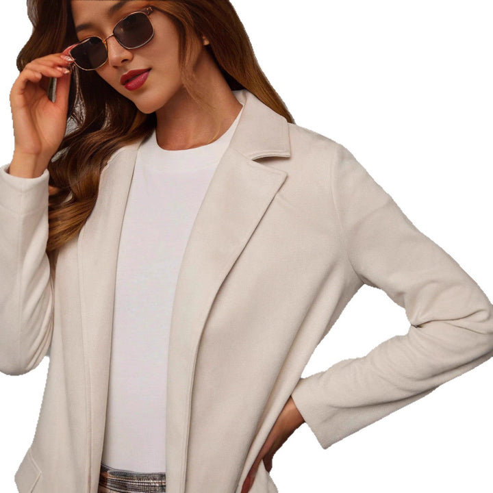 Blazer Longline Élégant pour Femmes en Similicuir Suédé