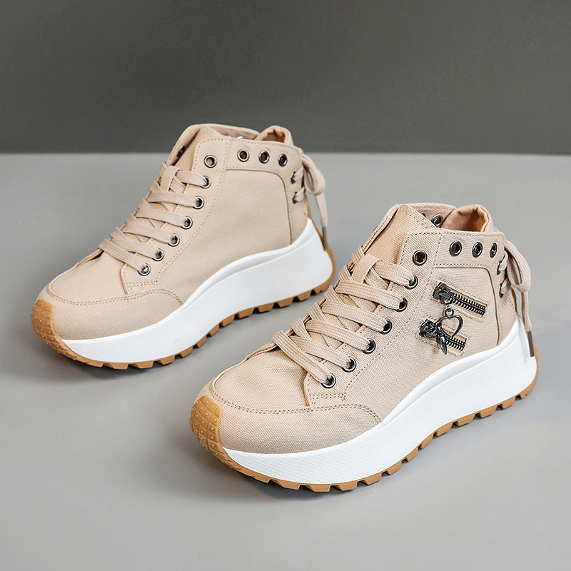 Baskets montantes pour femmes avec des détails de fermeture éclair tendance et une semelle amortissante