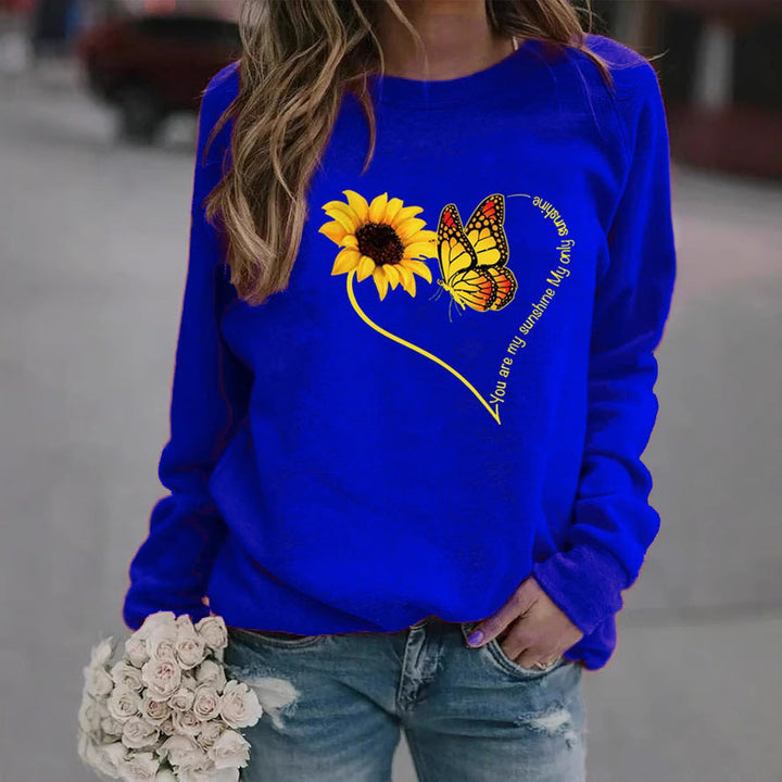 Sweatshirt pour femmes avec motif graphique de papillon et de tournesol