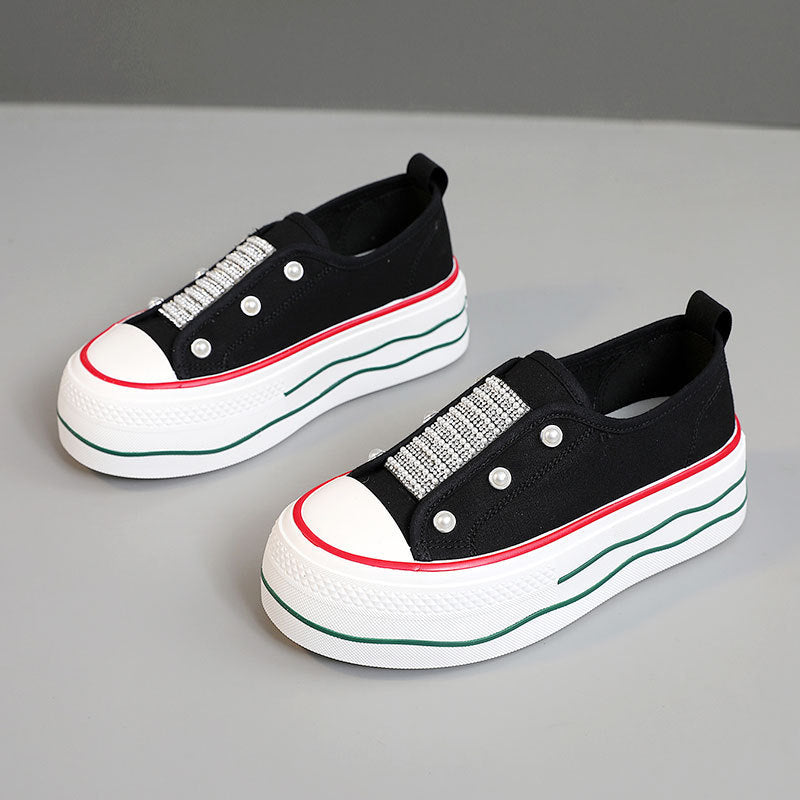 Baskets Slip-On tendance pour femmes avec appliques scintillantes