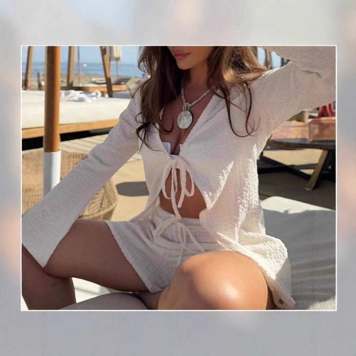 Ensemble tricot femme avec short décontracté et fermeture éclair intégrale
