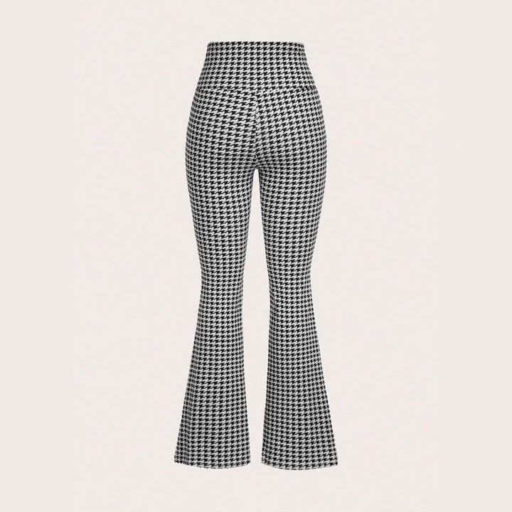 Pantalon évasé élégant pour femmes avec un design classique pied-de-poule
