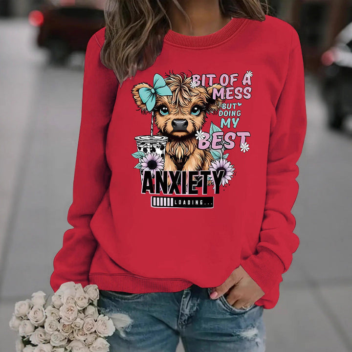 Sweatshirt pour femmes avec un design de chien créatif et une inscription inspirante