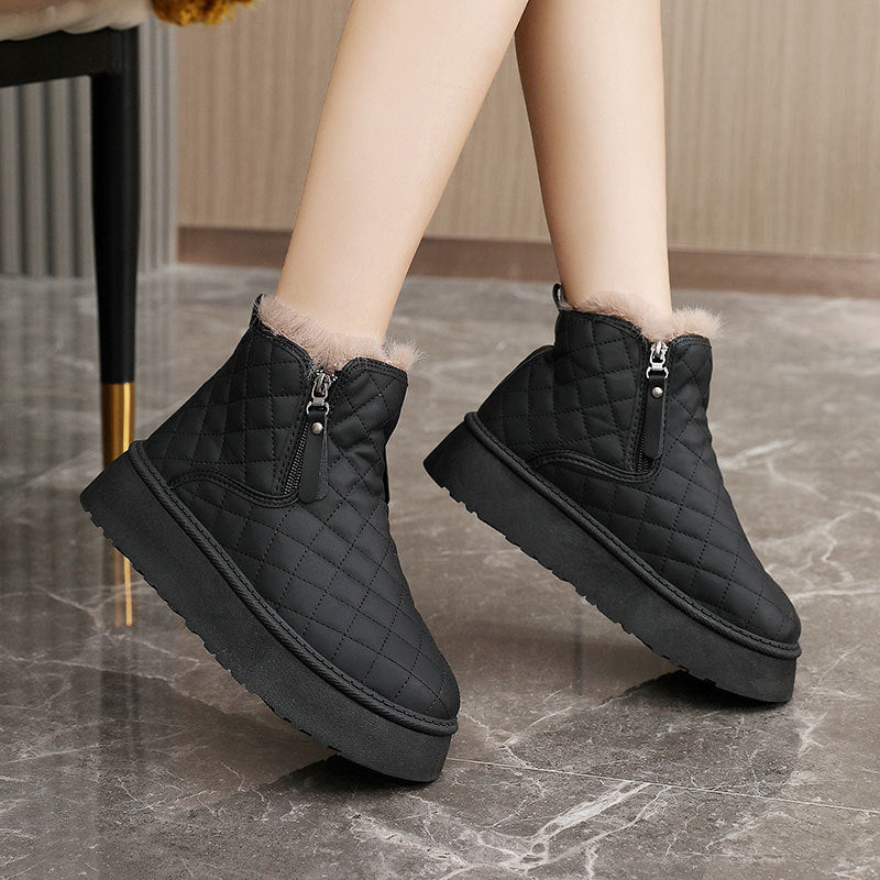 Bottines pour femmes avec doublure chaude et fermeture éclair innovante