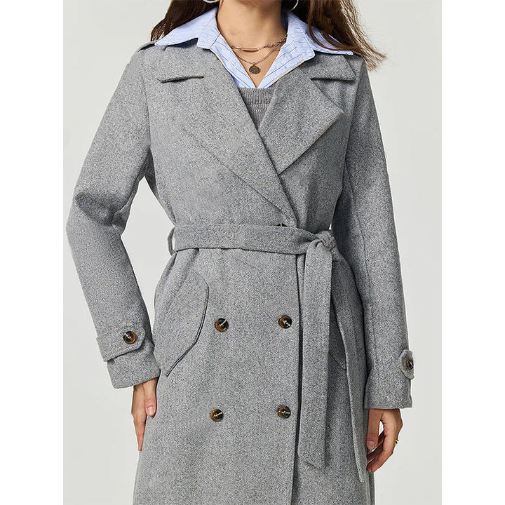Manteau en laine élégant pour femmes avec double boutonnage et coupe décontractée