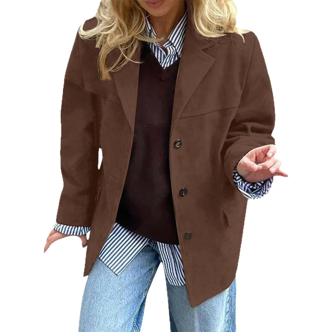 Blazer oversized élégant pour femmes en simili daim