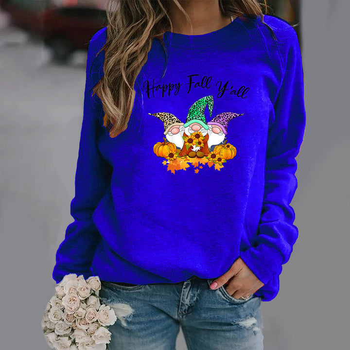Sweatshirt pour femmes avec motif d'automne et coupe confortable