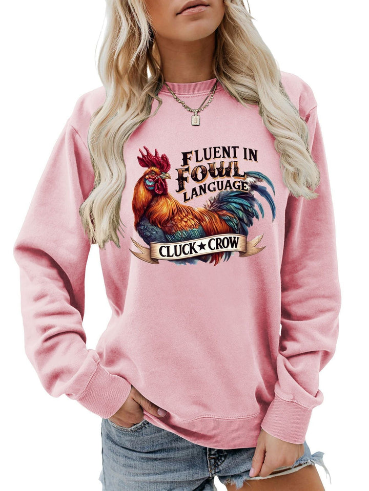Sweatshirt pour femmes avec un motif humoristique de poulet et une coupe confortable