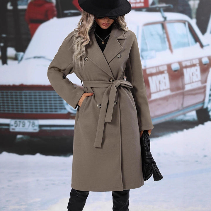 Manteau oversized élégant pour femmes avec double boutonnage et ceinture chic