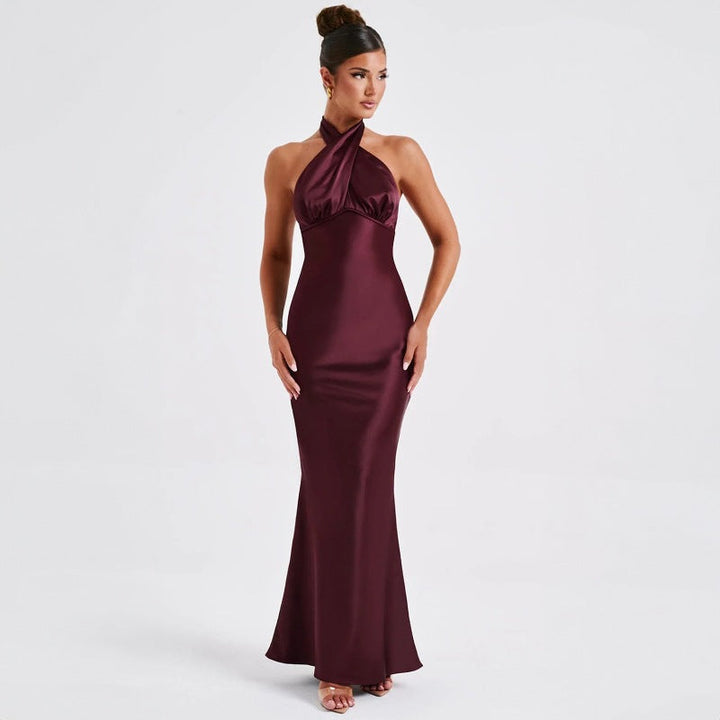 Helena - Robe maxi à dos nu pour invitée de mariage