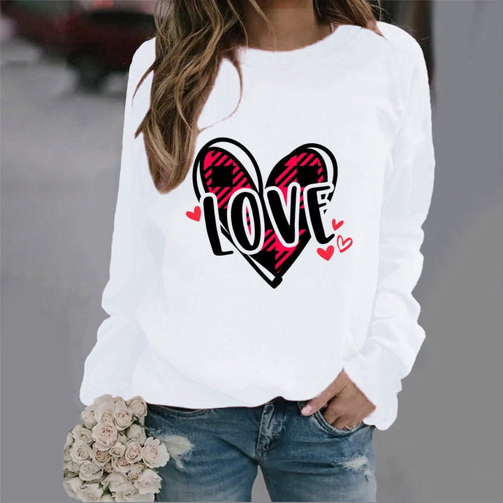 Sweatshirt femme avec design de cœur créatif et coupe décontractée