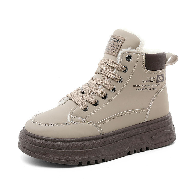 Baskets montantes pour femmes avec doublure en polaire chaude et semelle antidérapante