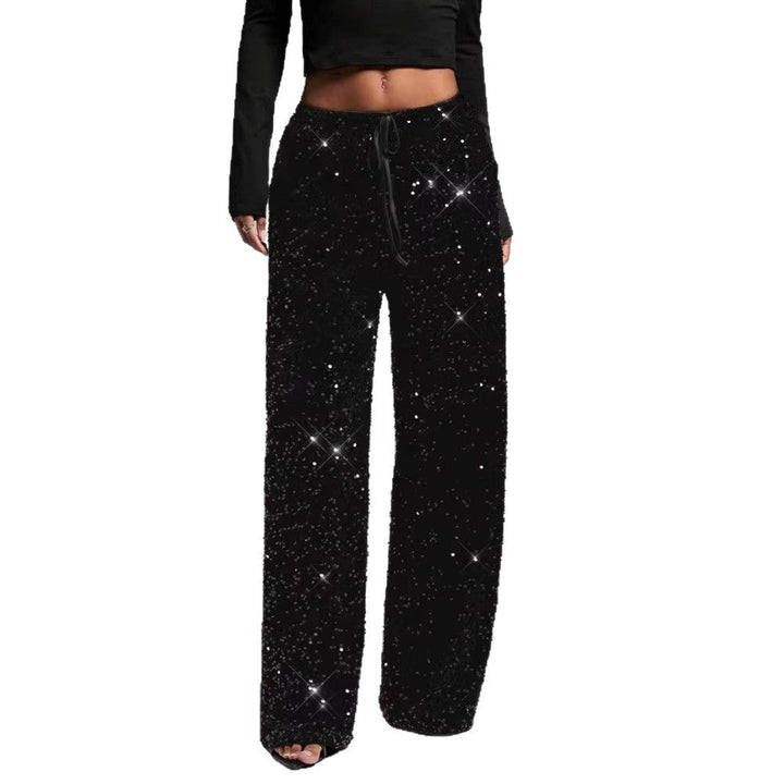 Pantalon palazzo extravagant pour femmes avec ornements en sequins
