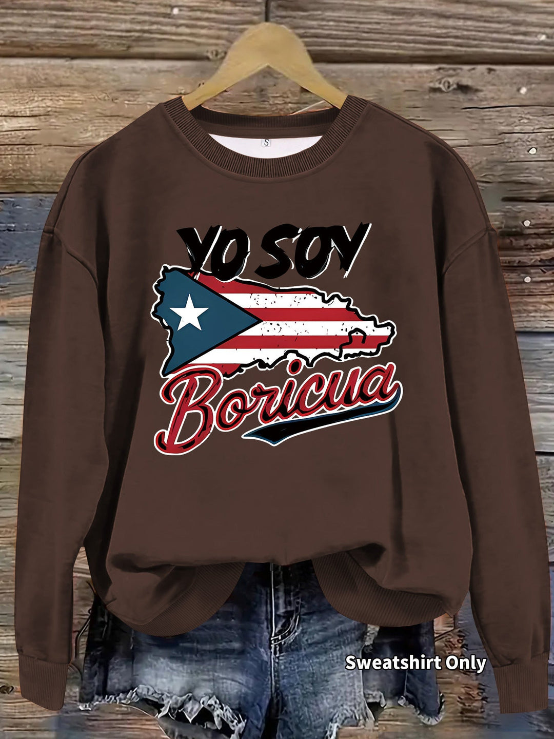 Sweat-shirt pour femmes avec design créatif de Porto Rico et coupe décontractée