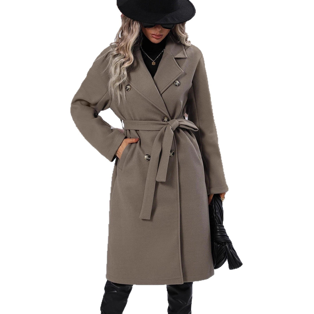 Manteau oversized élégant pour femmes avec double boutonnage et ceinture chic