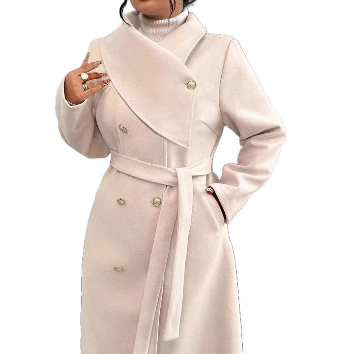 Manteau en laine élégant et chaud pour femmes avec double boutonnage et ceinture