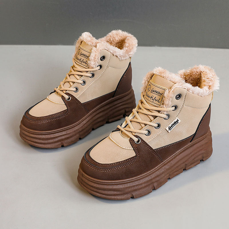 Baskets d'hiver pour femmes avec doublure douce et semelle plateforme tendance