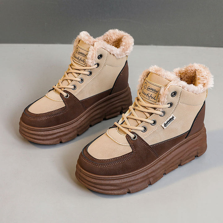 Baskets d'hiver pour femmes avec doublure douce et semelle plateforme tendance