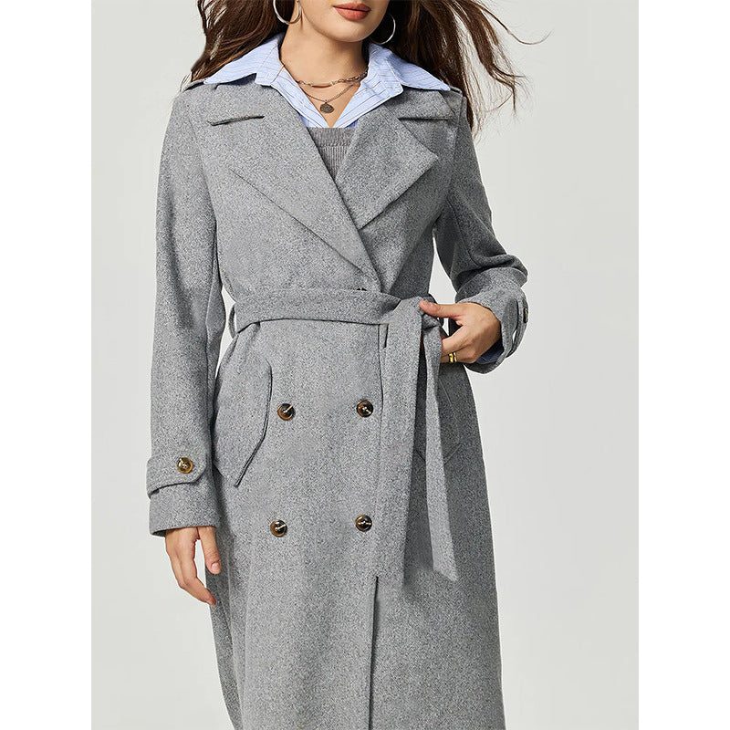 Manteau en laine élégant pour femmes avec double boutonnage et coupe décontractée