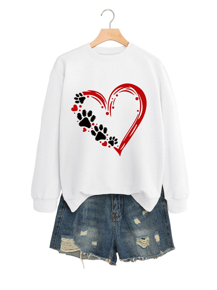 Sweatshirt pour femmes avec design créatif de cœur et de patte