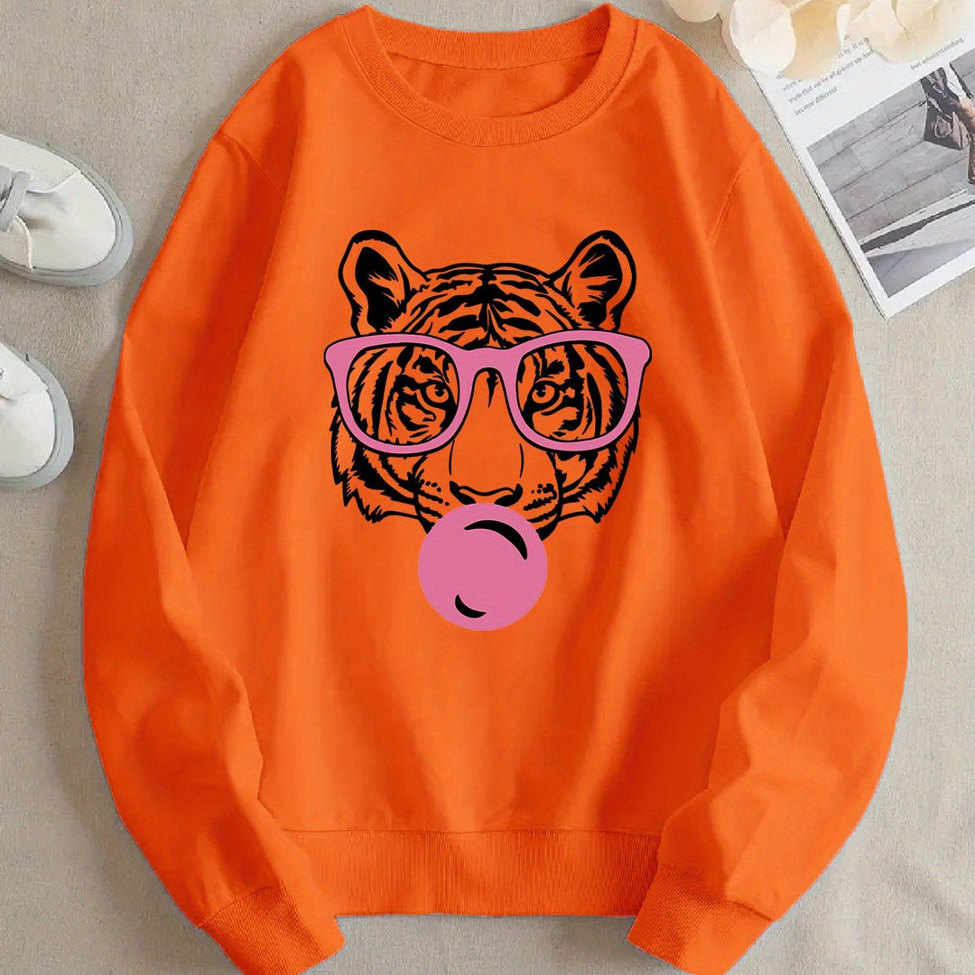 Sweat-shirt pour femmes avec un design créatif de tigre et une coupe décontractée
