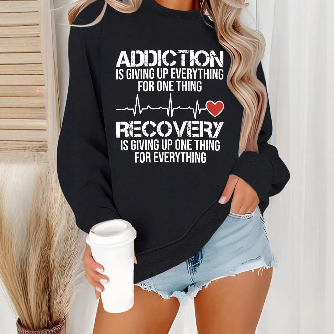 Sweatshirt pour femmes avec impression inspirante et coupe décontractée