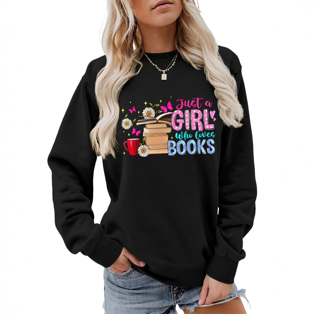 Sweatshirt pour femmes avec motif de livre accrocheur et coupe décontractée