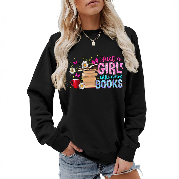 Sweatshirt pour femmes avec motif de livre accrocheur et coupe décontractée