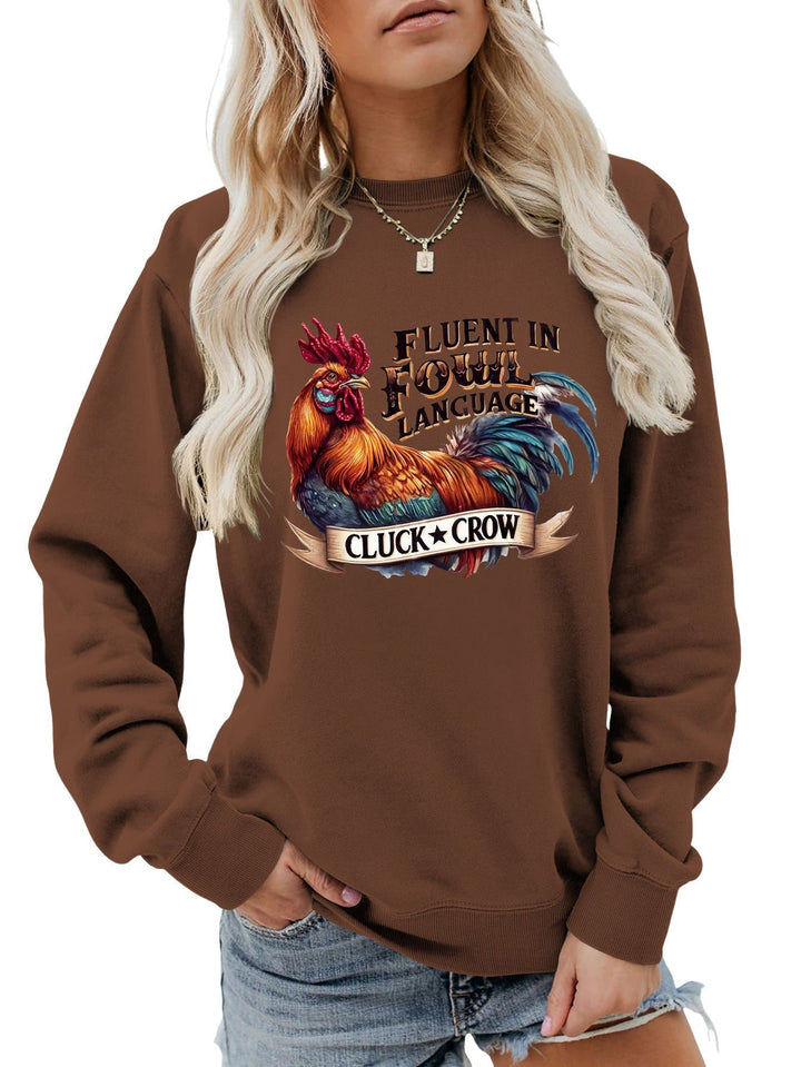 Sweatshirt pour femmes avec un motif humoristique de poulet et une coupe confortable