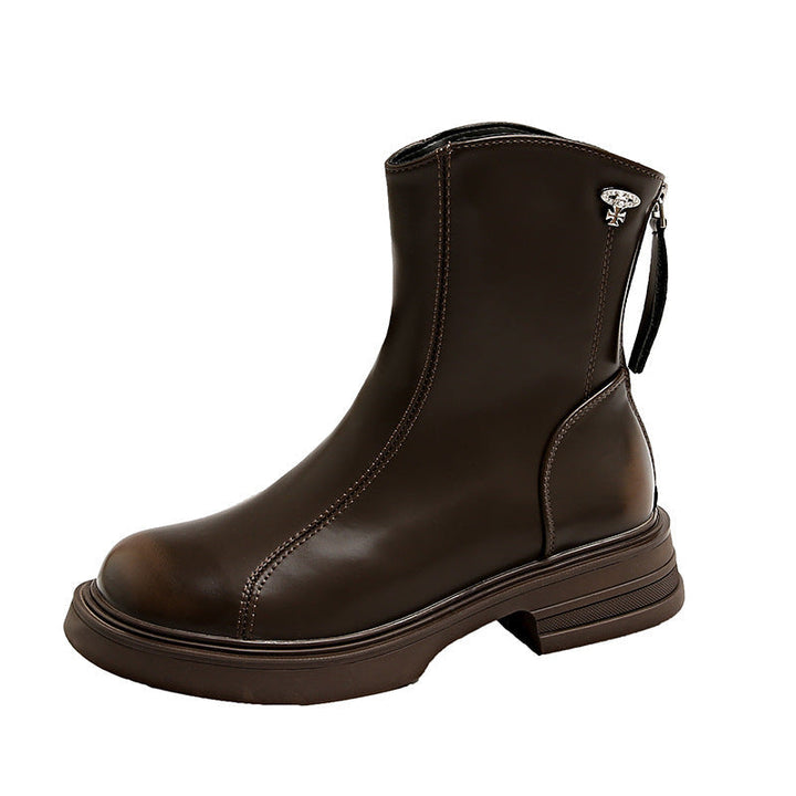 Bottines élégantes et confortables pour femmes en simili cuir de haute qualité avec fermeture éclair latérale