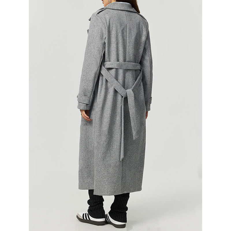 Manteau en laine élégant pour femmes avec double boutonnage et coupe décontractée