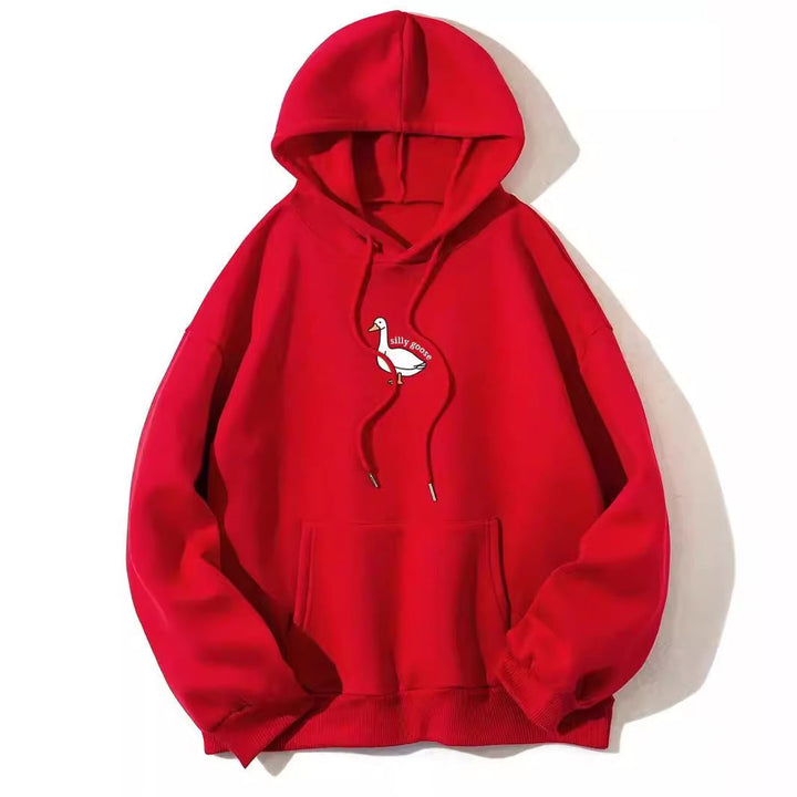 Sweat à capuche pour femmes avec un motif de canard créatif et intérieur en molleton doux