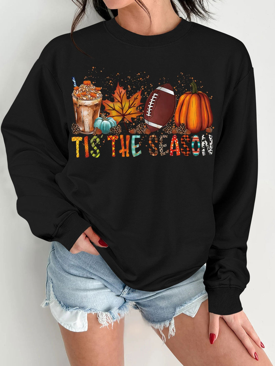 Sweatshirt pour femmes avec motif automnal et coupe décontractée