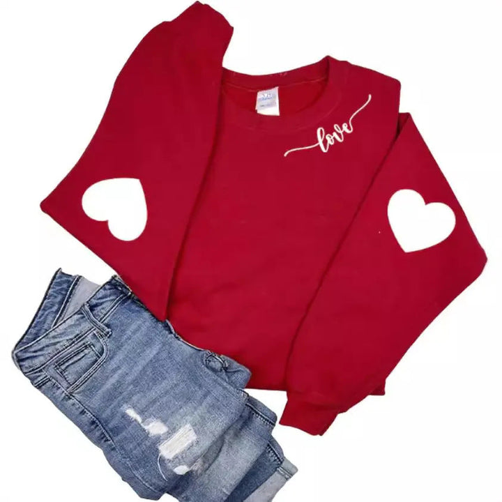 Sweat-shirt pour femmes avec design de cœurs et coupe décontractée