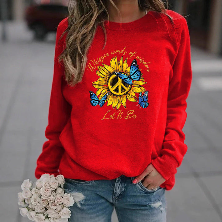 Sweatshirt pour femmes avec design artistique de tournesols et de papillons