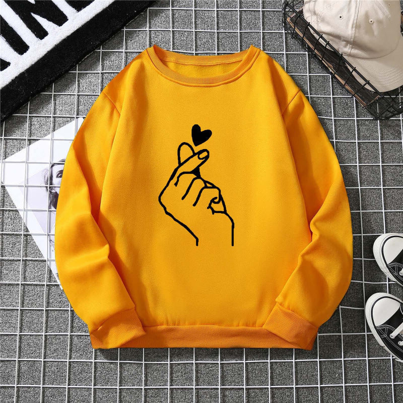 Sweatshirt pour femmes avec motif créatif de signe de main et doublure douce