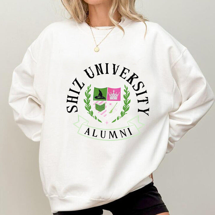 Sweatshirt Oversized Femme avec Emblème Universitaire et Coupe Décontractée