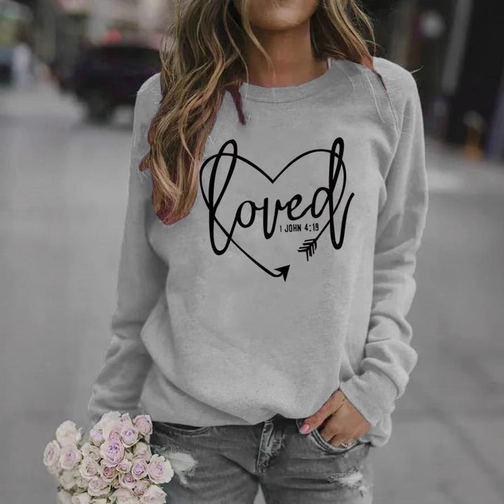 Sweatshirt pour femmes avec impression en forme de cœur et message inspirant